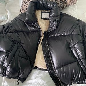 Bershka cropped black puffer coat